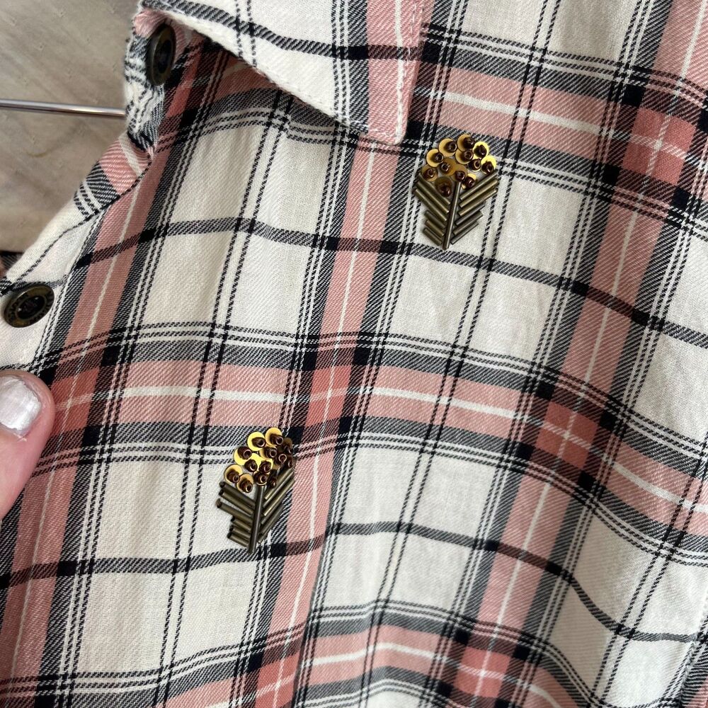 Maison Scotch Pink & White Button Down Plaid Top SZ 2 Western: Rodeo Maximalism - Picture 3 of 11